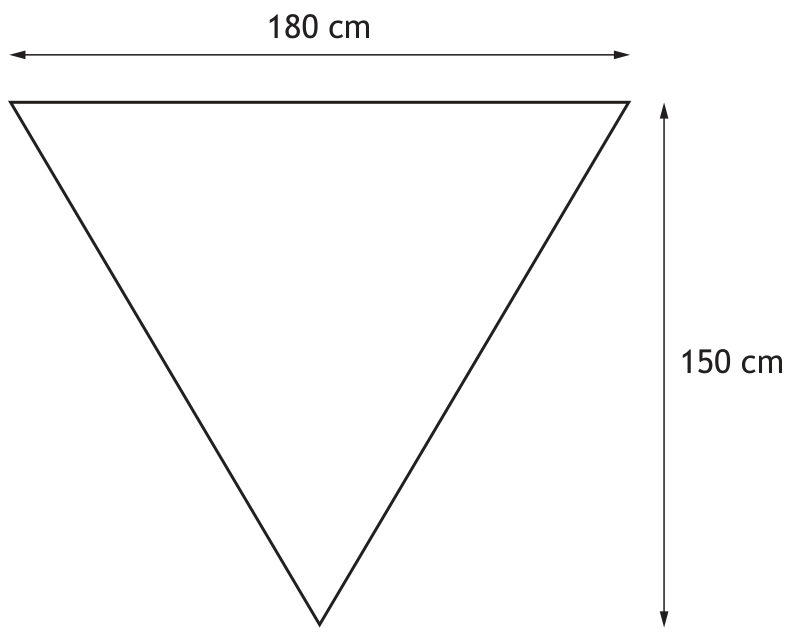 Cross section of a cone with diameter 180cm and height 150cm
