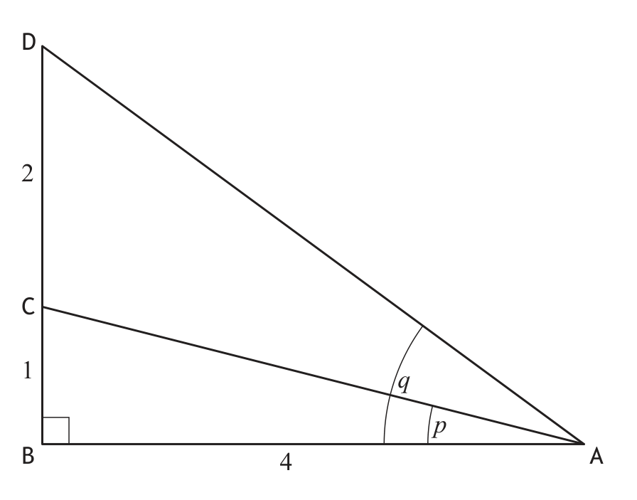 Triangle ABD with right angle at B