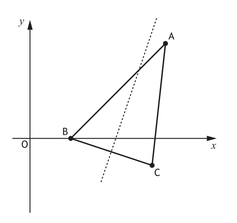 Triangle ABC with perpendicular bisector