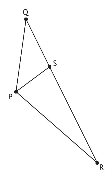 Triangle PQR with point S