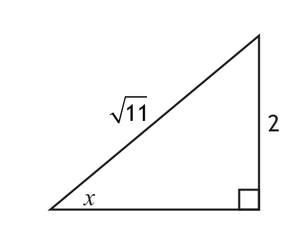 Right-angled triangle with hypotenuse sqrt(11) and opposite side 2