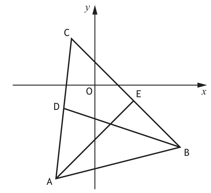 Triangle ABC with median BD and altitude AE