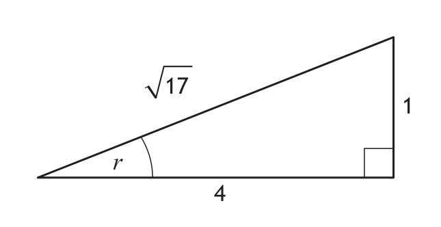Right-angled triangle with sides 1, 5 and angle q