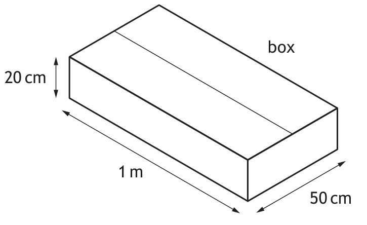 Diagram showing book and box dimensions