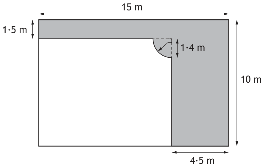 L-shaped garden diagram with measurements