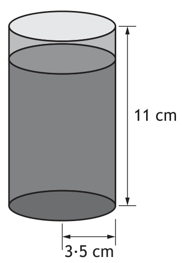 Cylindrical cup with radius 3.5cm and height 11cm