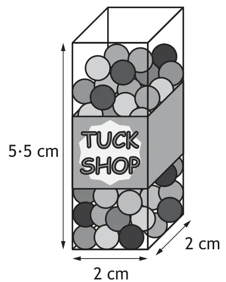 Cuboid packet measuring 2cm by 2cm by 5.5cm