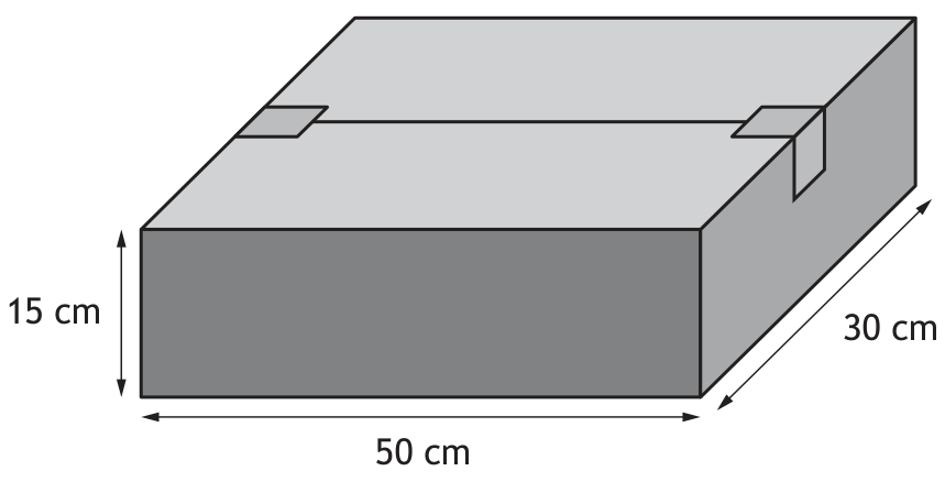 Delivery box measuring 50cm by 30cm by 15cm