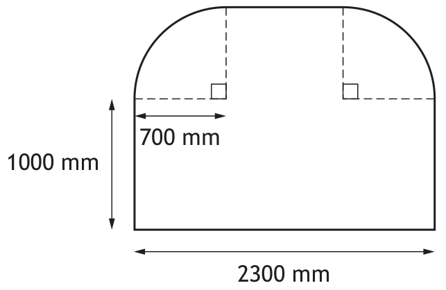 Window diagram with dimensions 700 mm, 1000 mm and total width 2300 mm