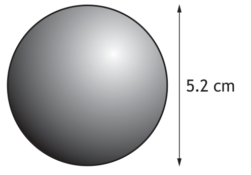 Sphere with a diameter of 5.2 cm