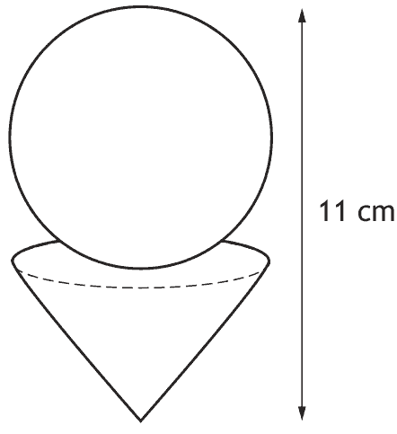 Trophy top made of a sphere resting on a downward-pointing cone, with a total height of 11 cm