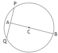 Circle with chord PQ and radius CB