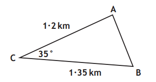 Triangle ABC with side lengths and angle