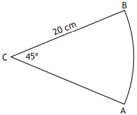 Sector of a circle with radius 20cm and angle 45 degrees