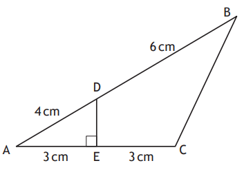 Diagram showing triangle ABC with altitude DE