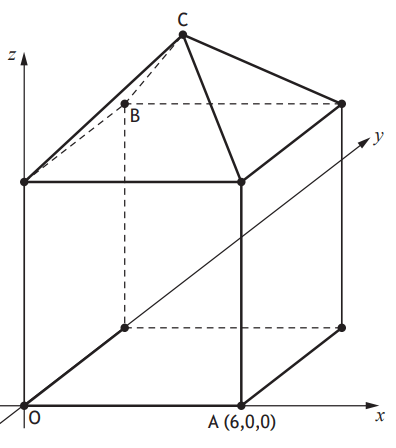 Square-based pyramid on cube