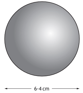 Sphere with diameter 6.4 cm
