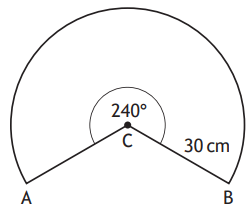 Sector of a circle with angle 240 degrees and radius 30cm
