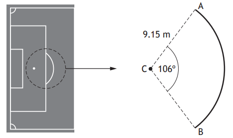 Part of a football pitch with an arc