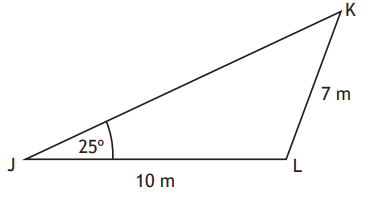 Triangle JKL with side lengths and angle