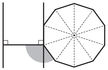 Logo with H shape and regular decagon