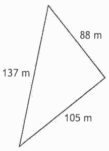 Triangle with sides of 88 m, 105 m and 137 m