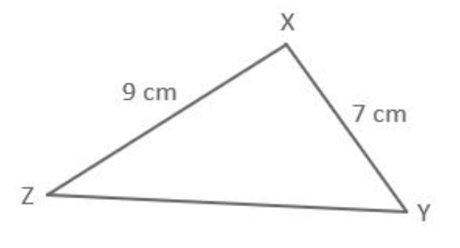 Triangle XYZ with side lengths and cosine of angle X
