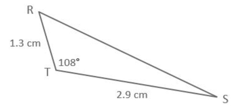 Triangle RTS with side lengths and angle RTS