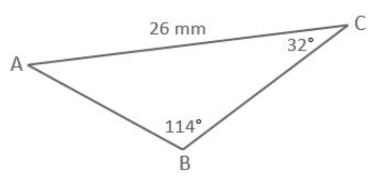 Triangle ABC with side AC, angle B, and angle C